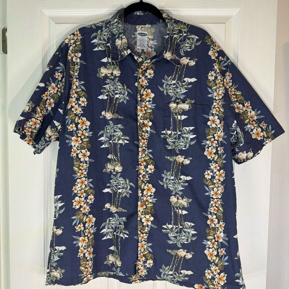 Old Navy Hawaiian Button Down Short Sleeve 100% Cotton Shirt Men’s Size XL - Picture 1 of 6